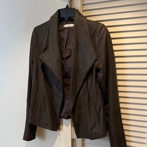 Vince grey Leather Draped Open-Front Jacket